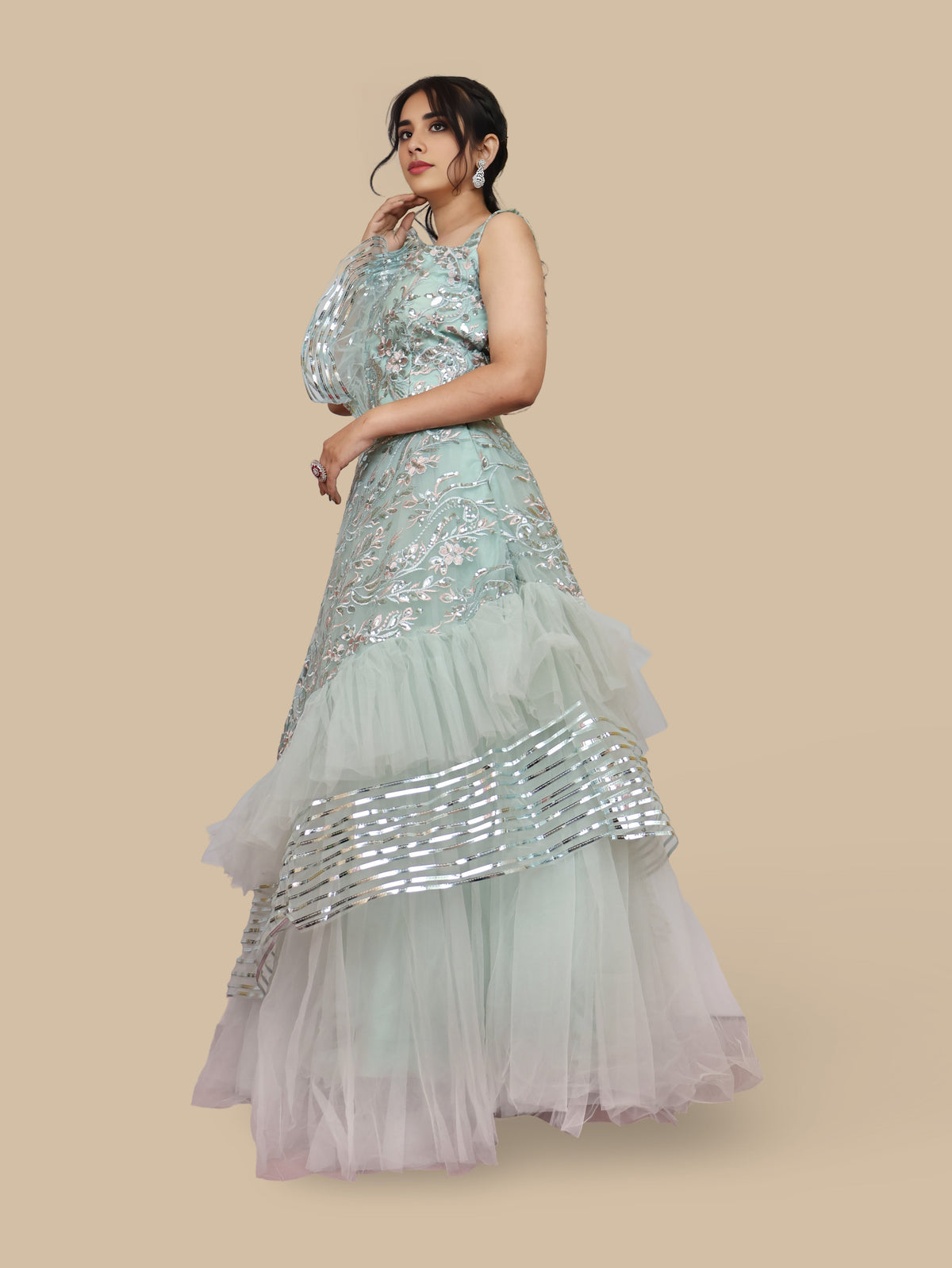Sequins & Embroidered Lehenga Choli Set