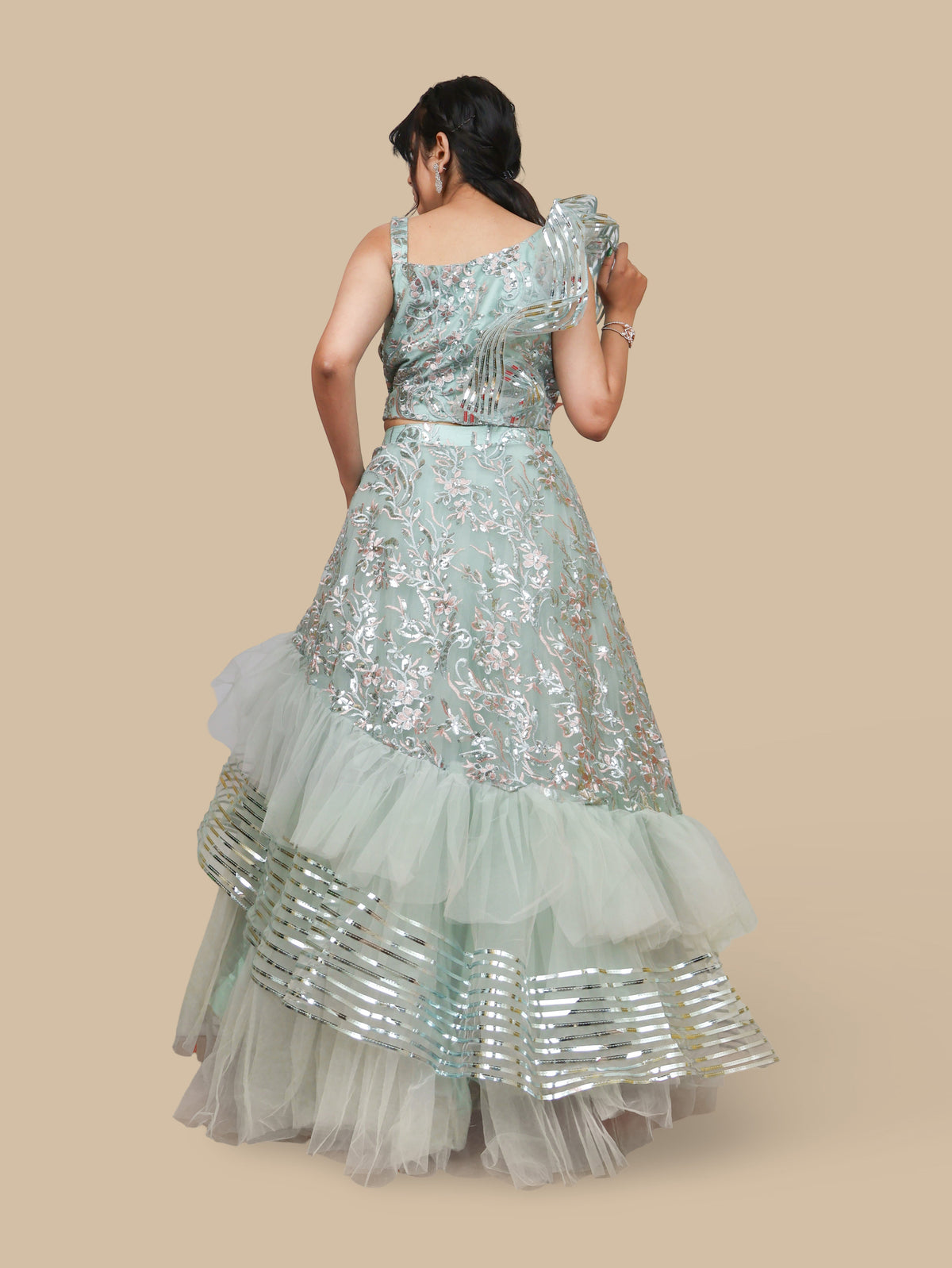 Sequins & Embroidered Lehenga Choli Set