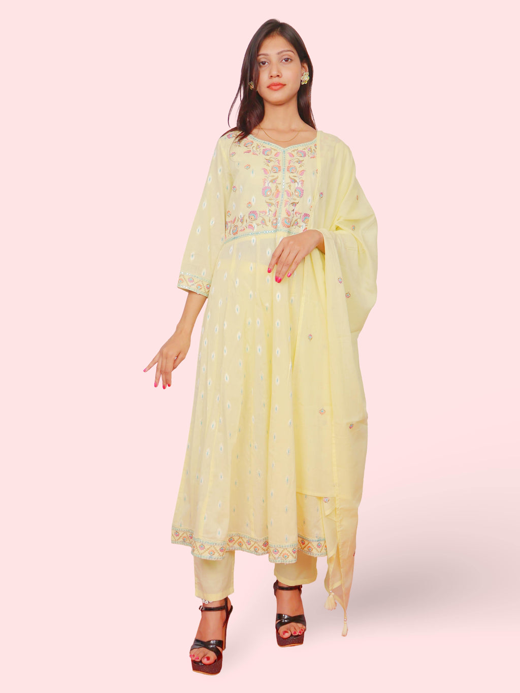 Women's Pure Cotton Kurta and Pant Set with Coordinated Dupatta