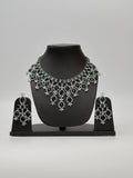 Green Stones Reverse AD Necklace Set with Earings