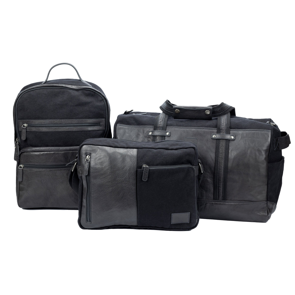 K0023AB | Canvas/Vera Leather Notebook Backpack, full grain, flyaway - Black Color. Nickel Antique accessories, Zipper closure. Dimensions: 29 x 40 x15 cm. Packaging: Tnt bag