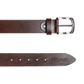 RB4027B | Men's Belt Made in Italy in Genuine Vegetable-Tanned Leather. Satin Gunmetal Buckle. Dark Brown Color. Dimensions: 125 x 4.0 x 0.5 cm (waistline 110 cm)