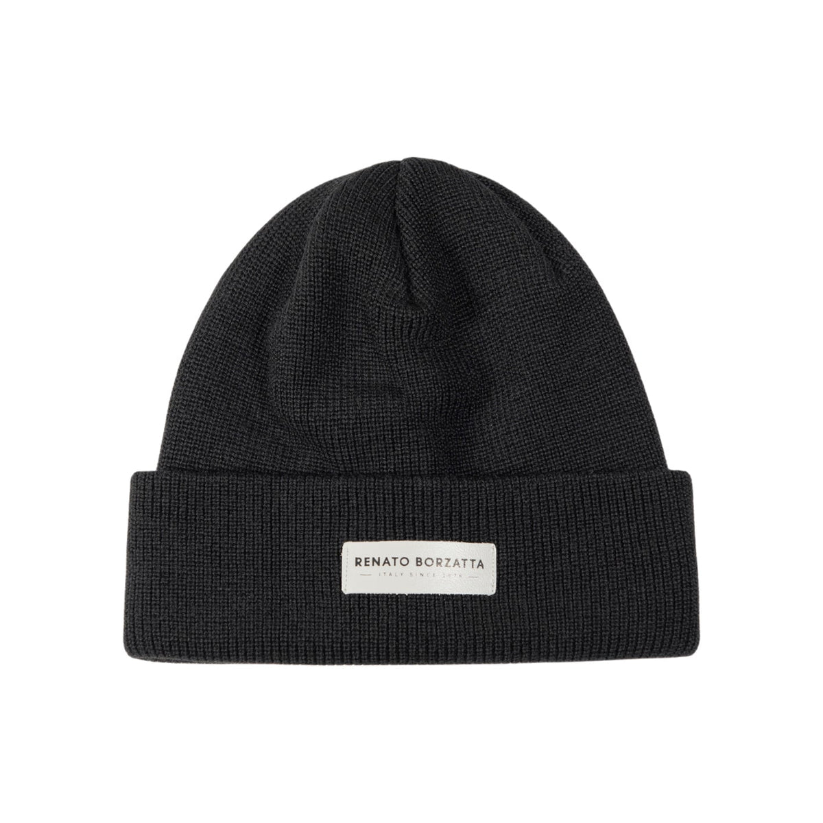 RB5001A | MONVISO Mixed Wool Double Layer Knitted Cap Made in Italy. Color Black - One Size