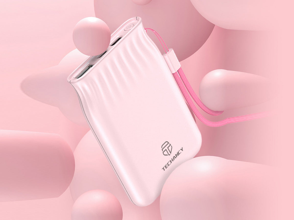 Techancy 6500mah Power Bank Rosa TF2772，Carregamento De Telemóvel/Tablet Compatível Com 2A, Fonte De Alimentação Portátil-3