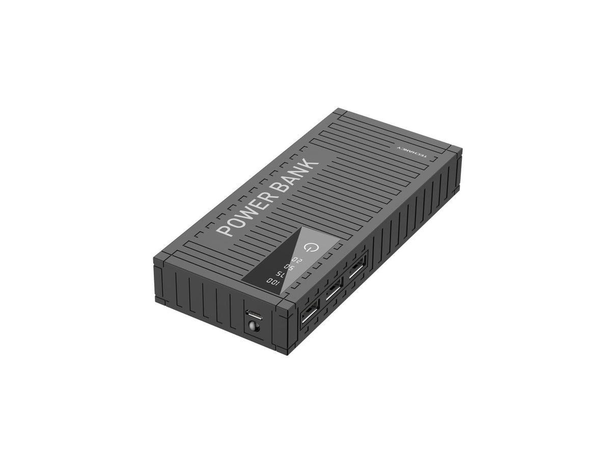 Techancy 5000mah Power Bank Preto TF2780，Carregamento Rápido De 2A,3 Saídas Usb Para Telemóvel/Tablet.-1
